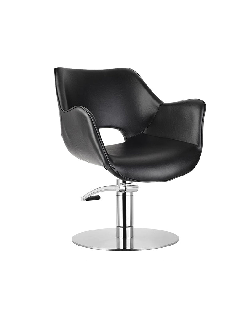 Chloe Black - Black hairdressing chair - Chrome round base